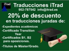 20% de descuento en traducciones juradas en diferentes certificados
