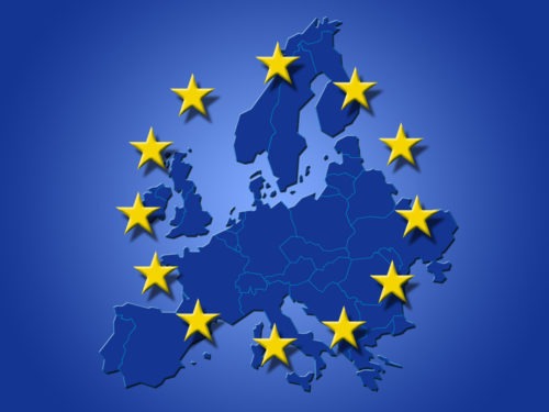 foto del mapa de la unión europea con su bandera