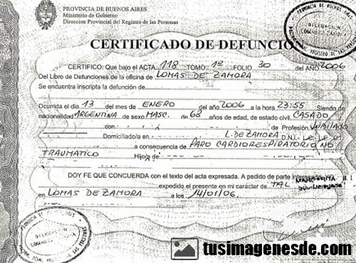 la traducción jurada a ruso de un certificado de defunción.