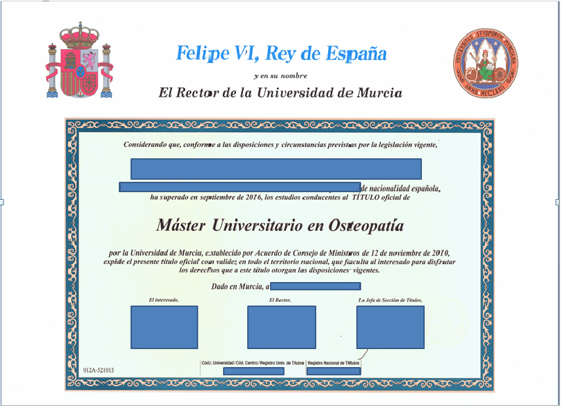 La traducción jurada a inglés de un título de máster.