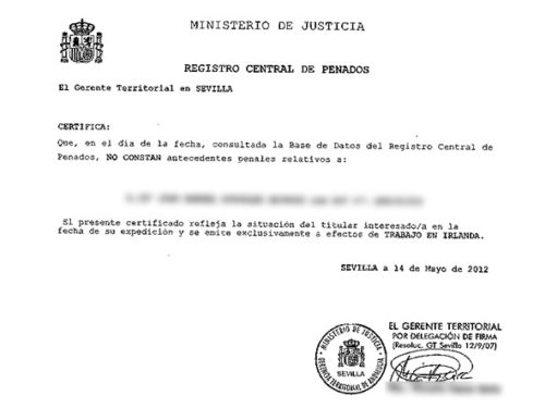 La traducción jurada de certificado de penales.