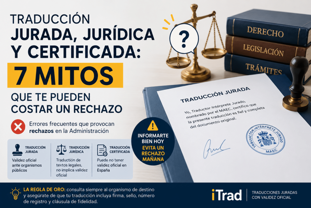 Diferencia entre traducción jurada, jurídica y certificada en España